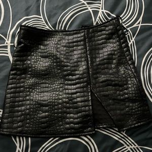 mini black croc skirt